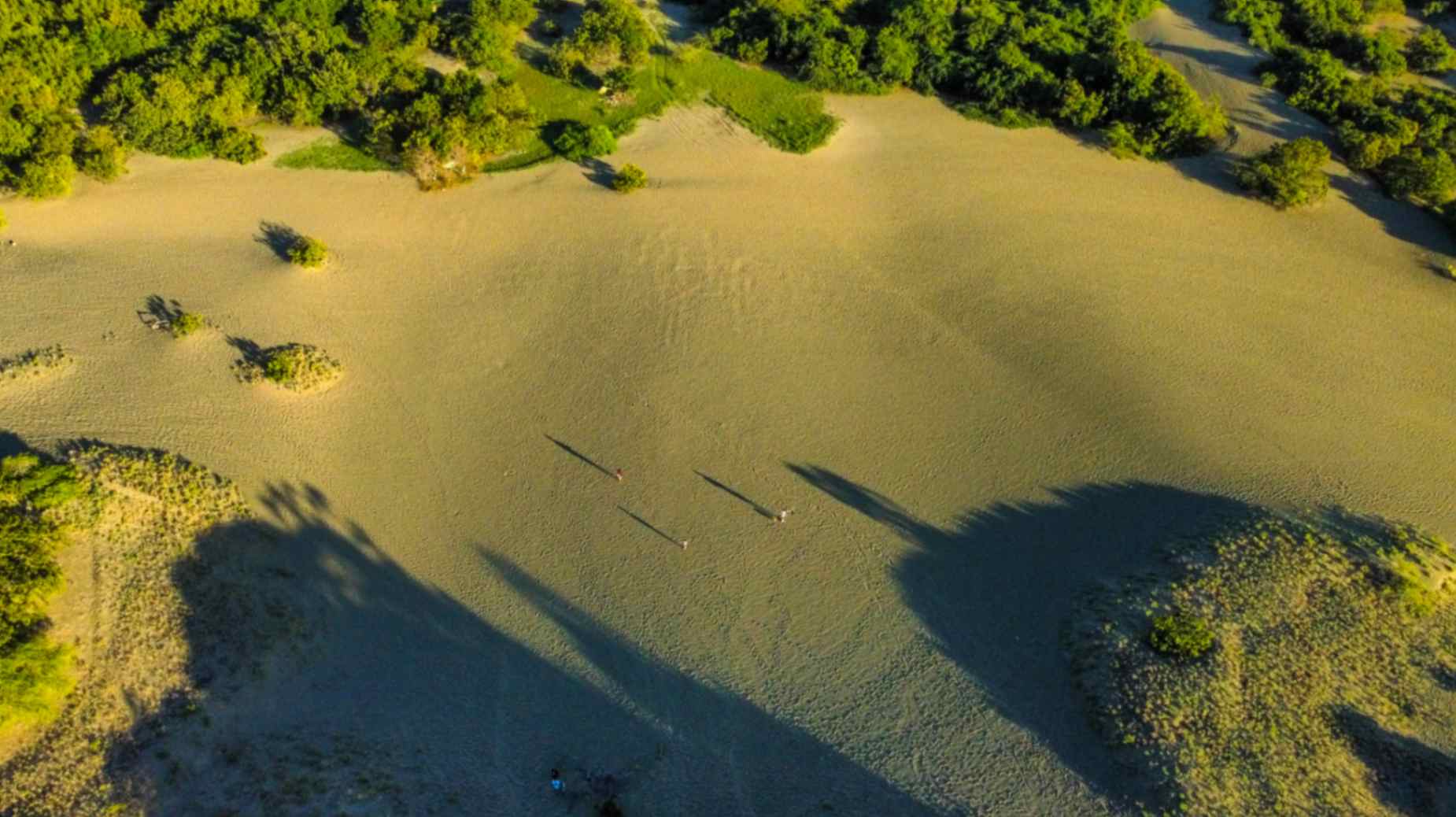 Visitantes explorando las Dunas de Baní y caminando sobre la arena