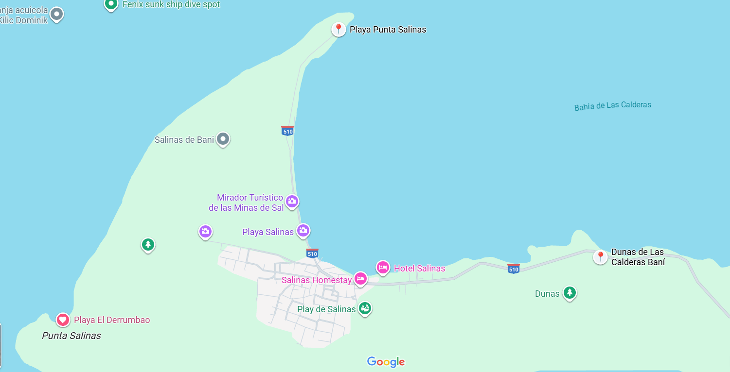 Mapa de ubicación de Punta de Salinas en Baní